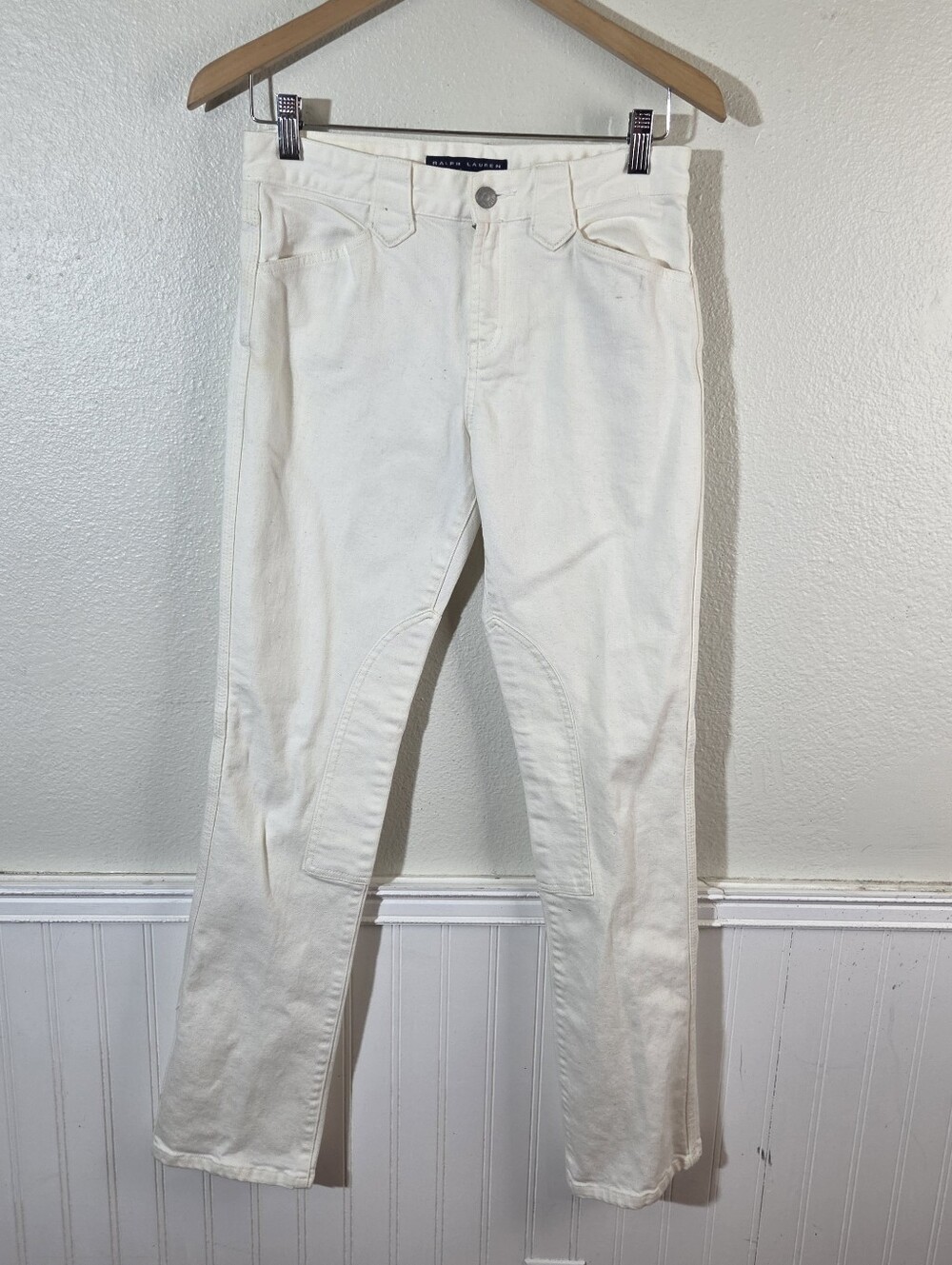 Polo Ralph Lauren Authentic Dungarees White Jeans Womens Riding Equestrian Denim